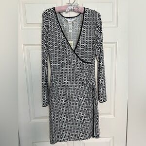 NWT Max Studio Long Sleeve Faux Wrap Print Dress-Size L